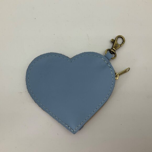 Portland Leather Goods Heart Light Baby Blue Bag Charm Leather Coin Pouch - Picture 4 of 11